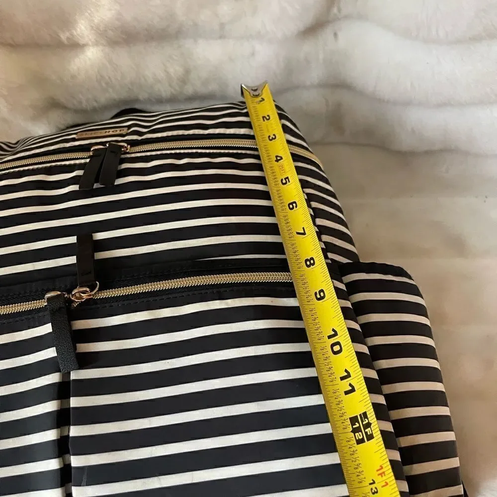 SKIP HOP FLATIRON DIAPER BACKPACK NYLON BLACK-WHITE WITH GOLD TONE HARDWARES